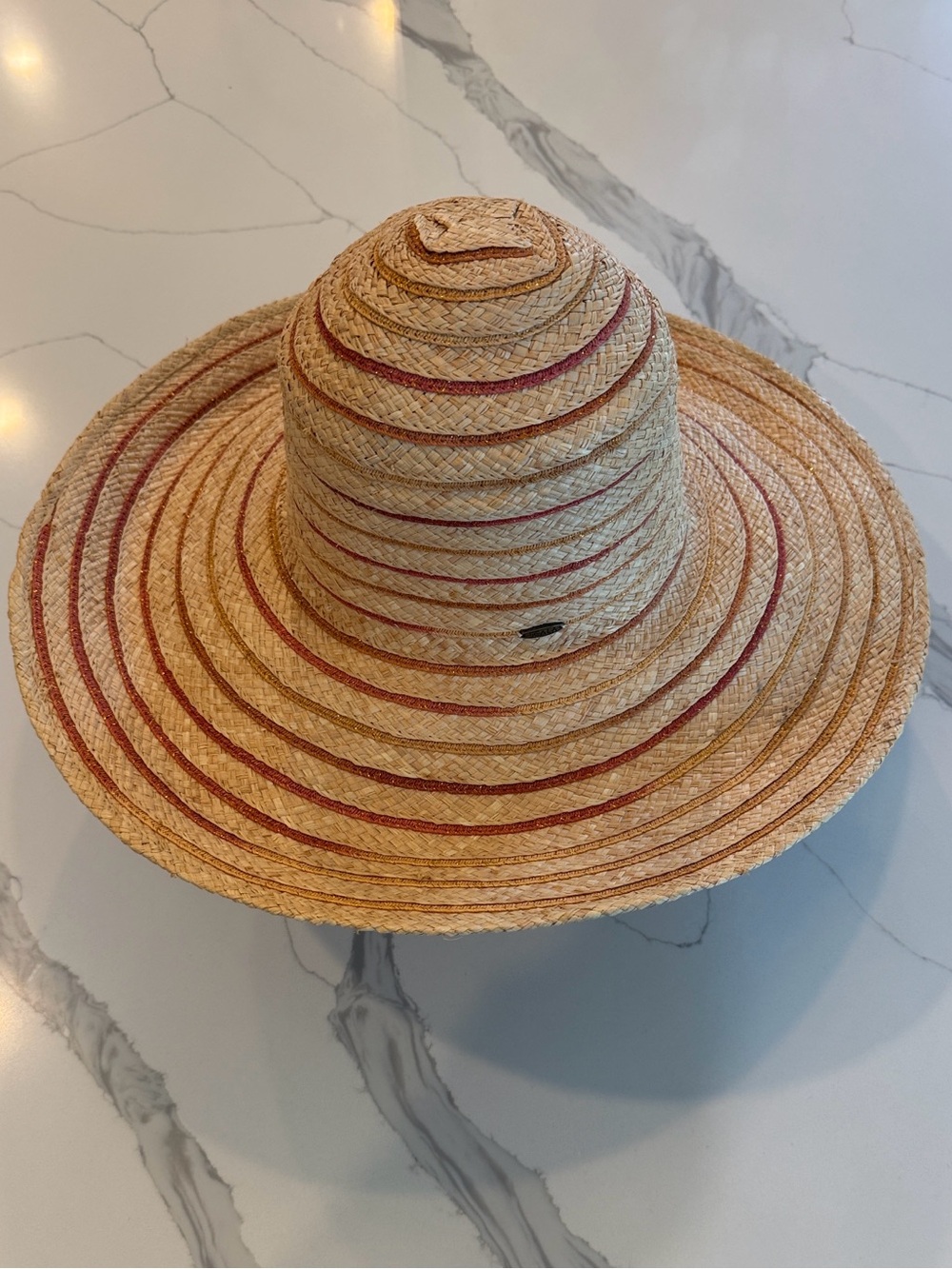 Scala Woven Straw Sun Hat with Red Accent